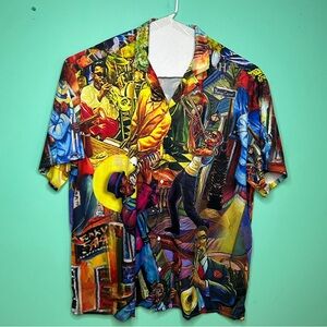 Men’s 5XL Jazz graphic shirt with buttons